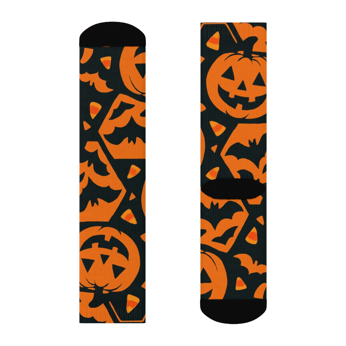 Jack O Lantern Hexagonal Tile On Black Background soft everyday crew socks