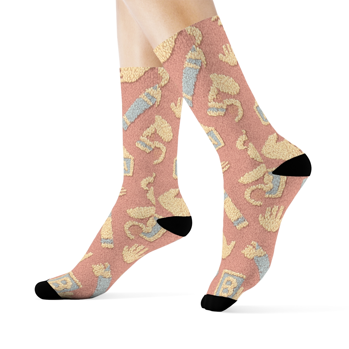 Knitted Playtime Lattice For Childcare Worker trendy patterned crew socks
