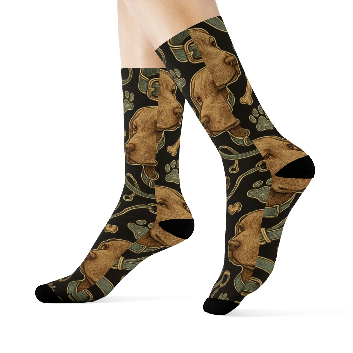 Botanical Poster Collage With Labrador Retriever Motifs personalized crew socks