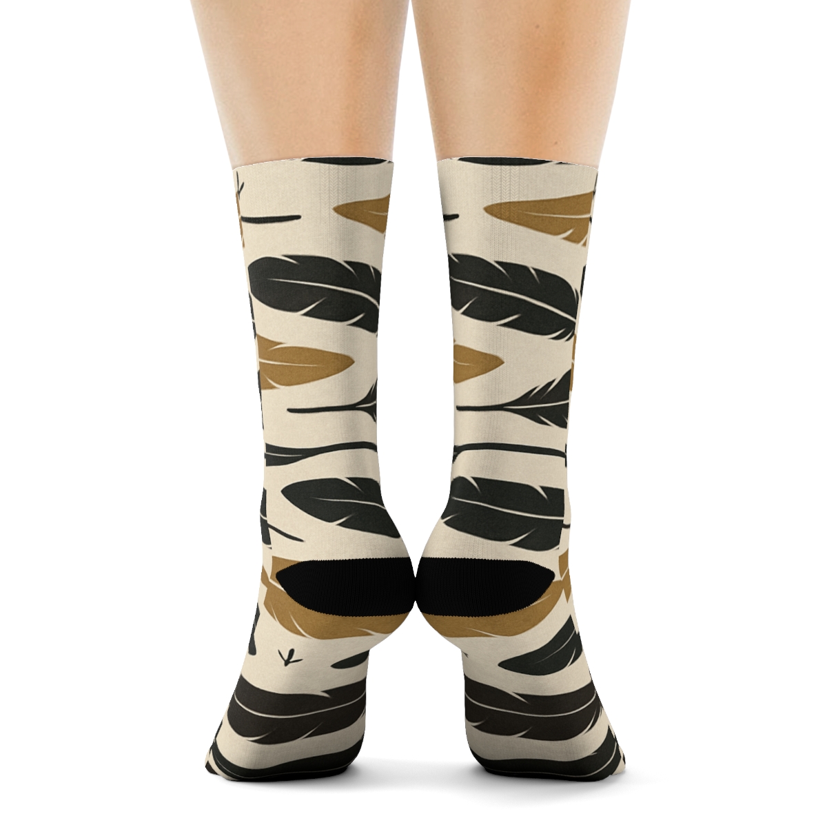Eagle Feather Ridge Lines On Beige Background custom crew socks
