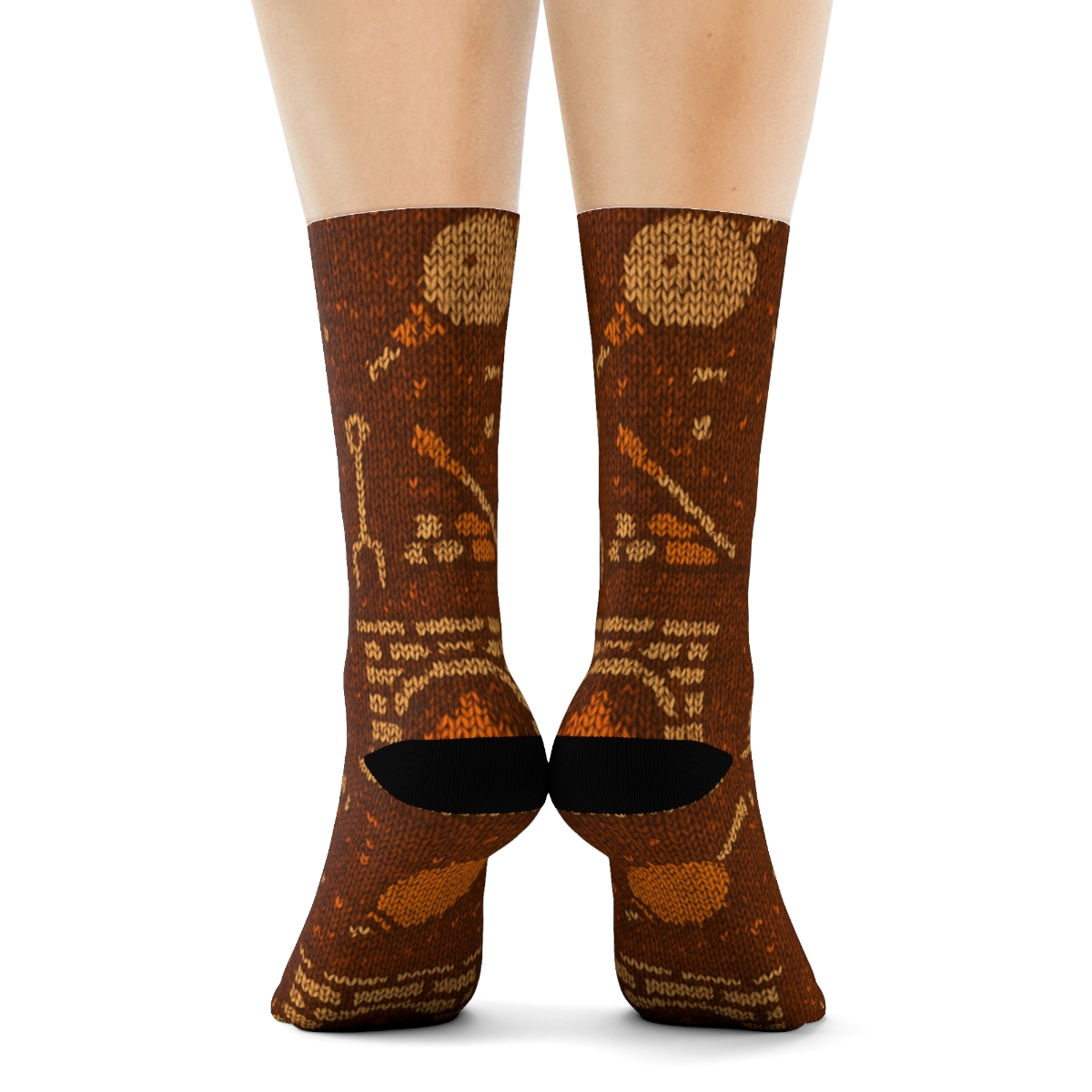 Knitted Hearth Icons With Fireplace Glow comfortable cotton crew socks