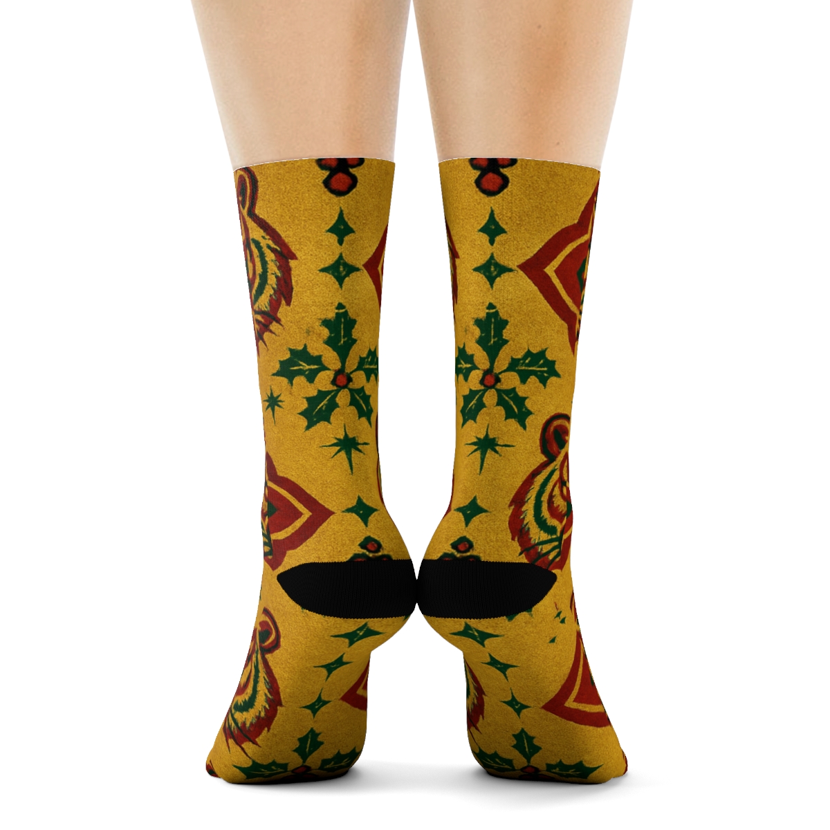 Tinsel Tiger Stripe Lattice On Gold personalized crew socks