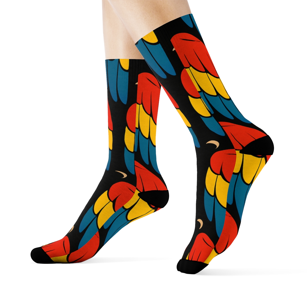 Tropical Parrot Wing Stripe Cascade personalized crew socks