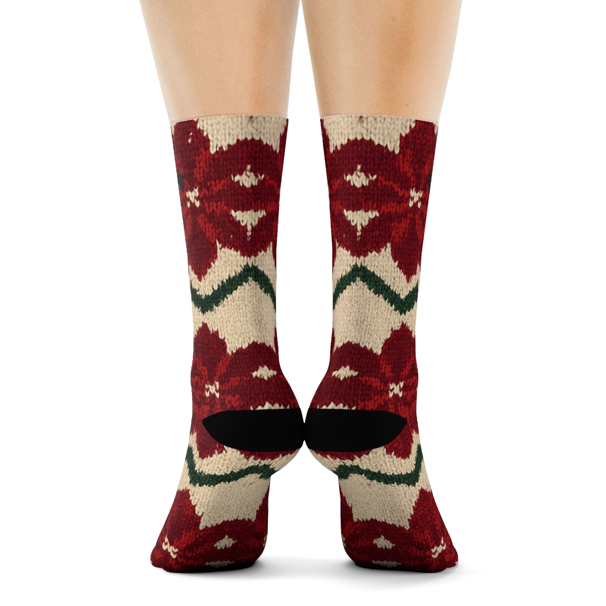 Knitted Star Bract Chevron With Snow Dusting On Ivory comfortable cotton crew socks