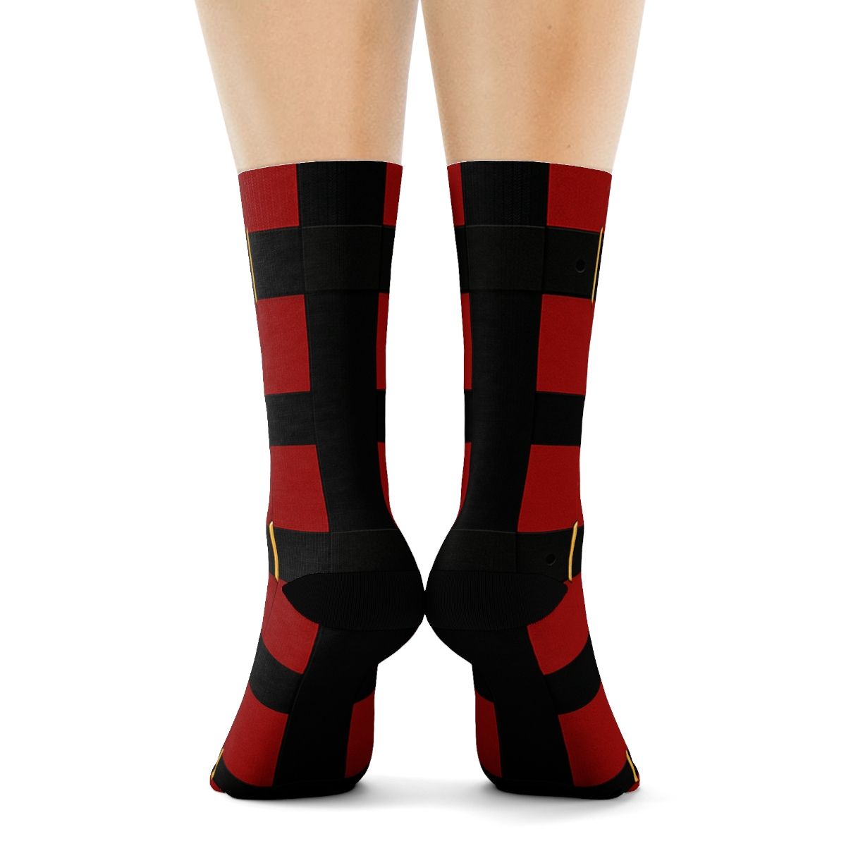 Santa Belt Lattice On Midnight Field custom crew socks