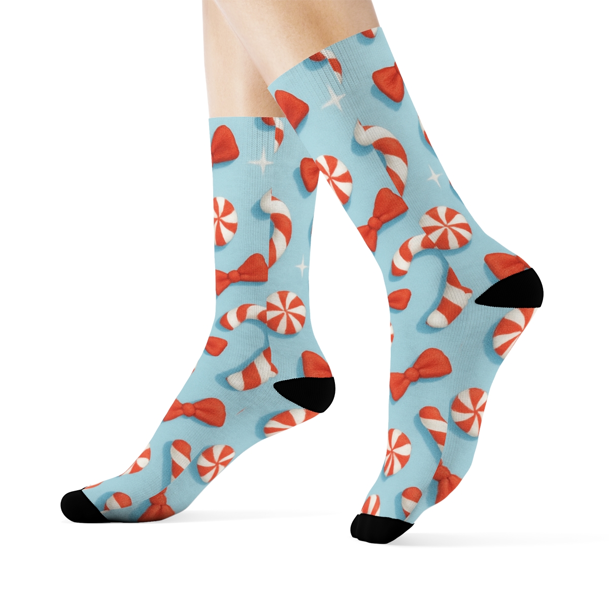 Icy Blue Candy Canes-Scatter Confection premium sports crew socks