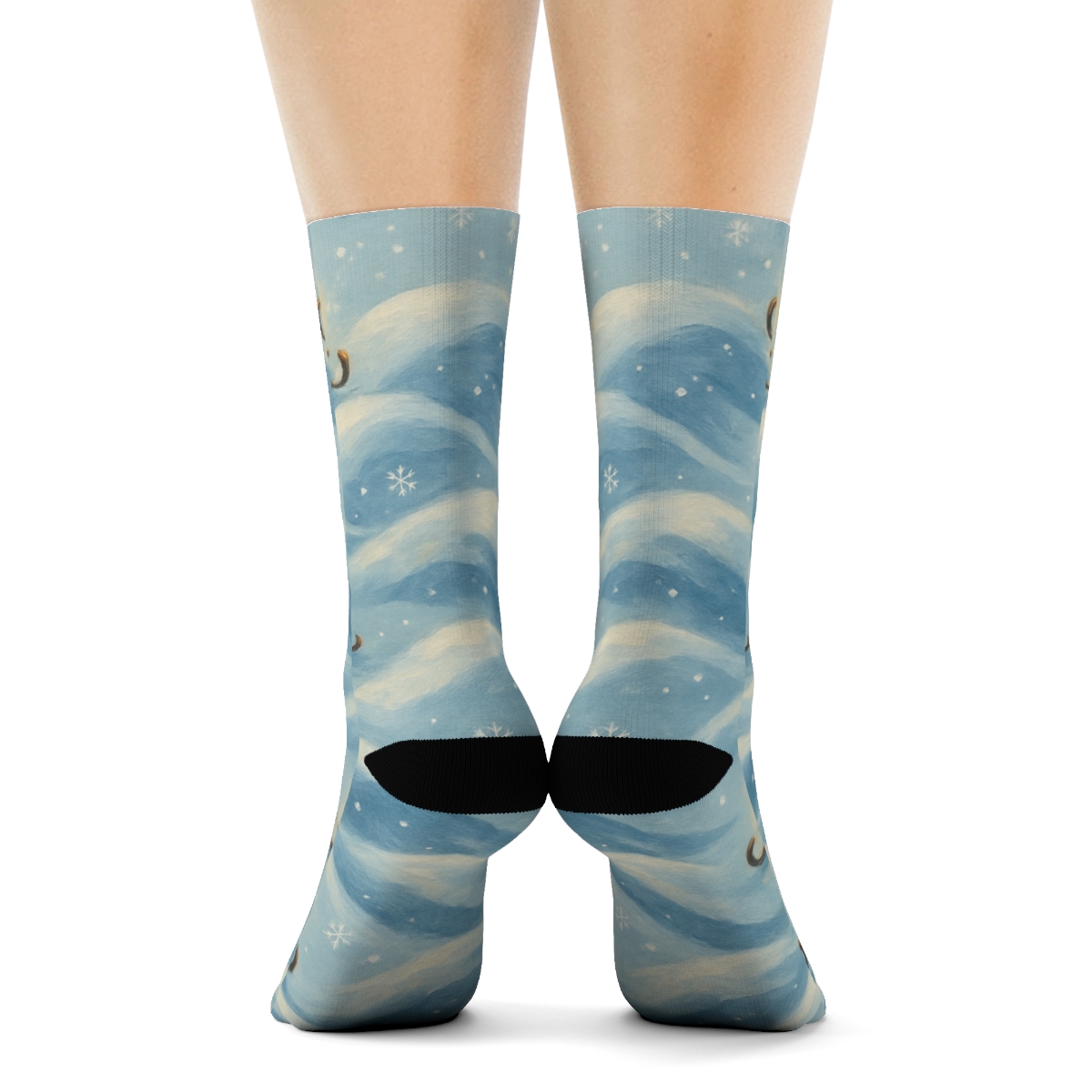 Lantern Lit Snowy Ridges Pattern Sleigh personalized crew socks