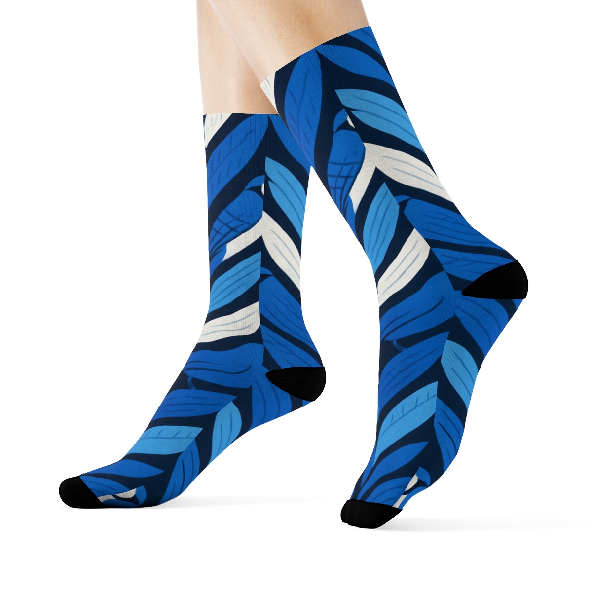 Blue Jay Flight Chevron On Navy Background premium sports crew socks