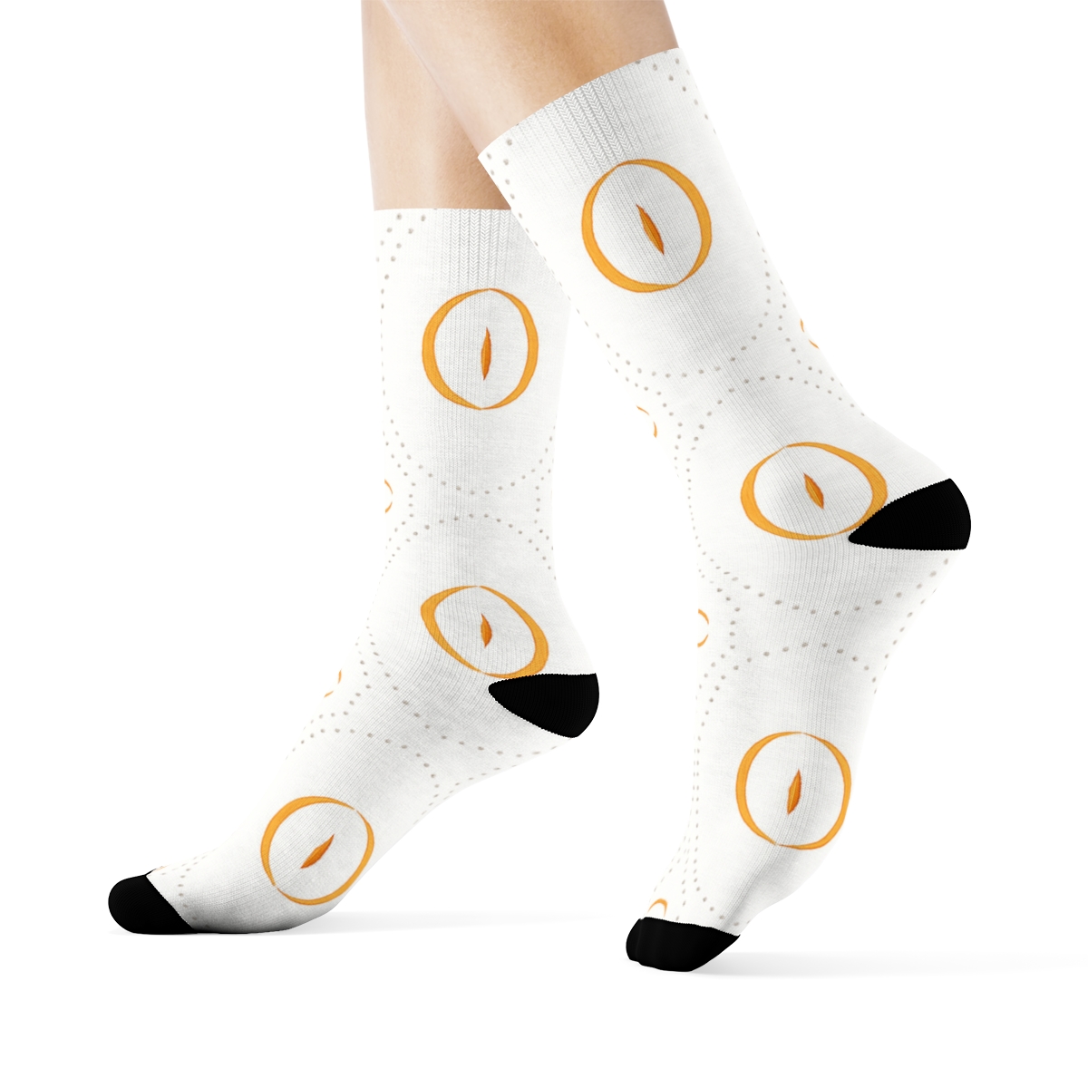Crescent Moon Pumpkin Halo On White Background premium sports crew socks