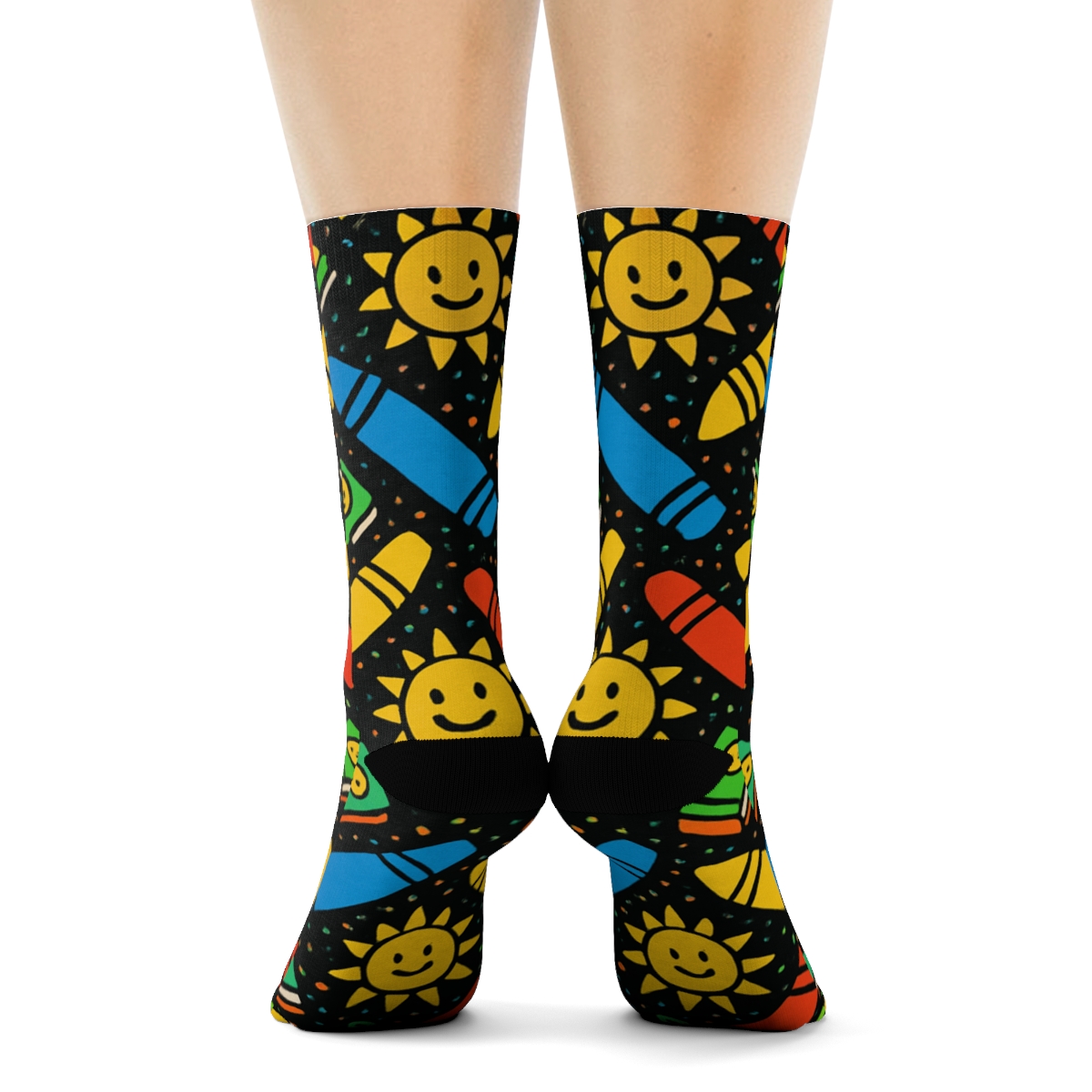 Crayon Chevron For Childcare Worker Uniforms trendy patterned crew socks