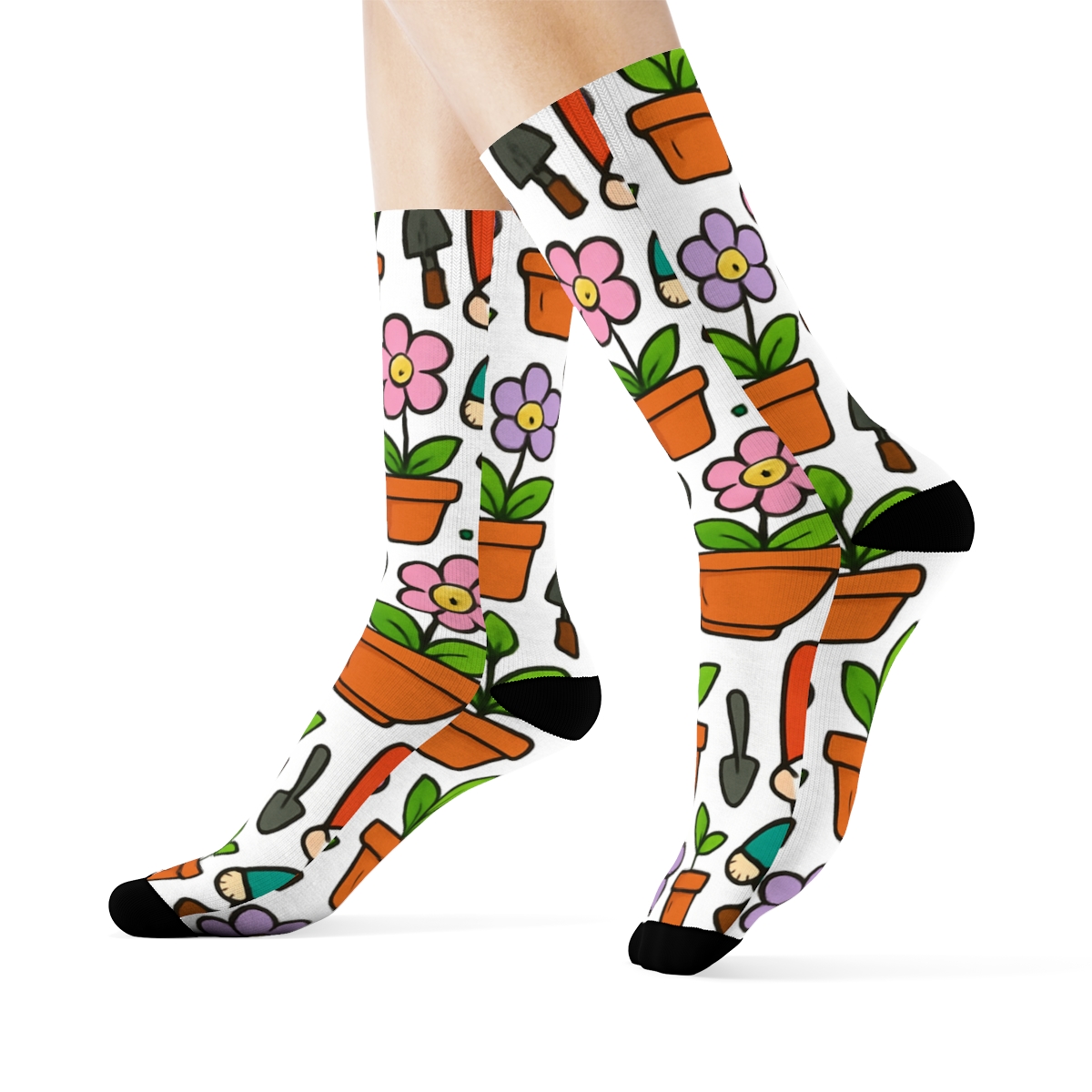 Flower Pots In Gardener Parade Repeat custom crew socks