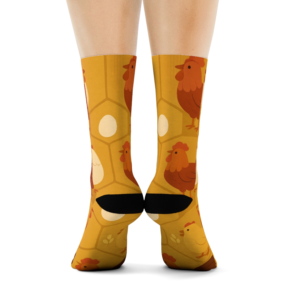 Honeycomb Chicken Parade On Mustard Field stylish athletic crew socks