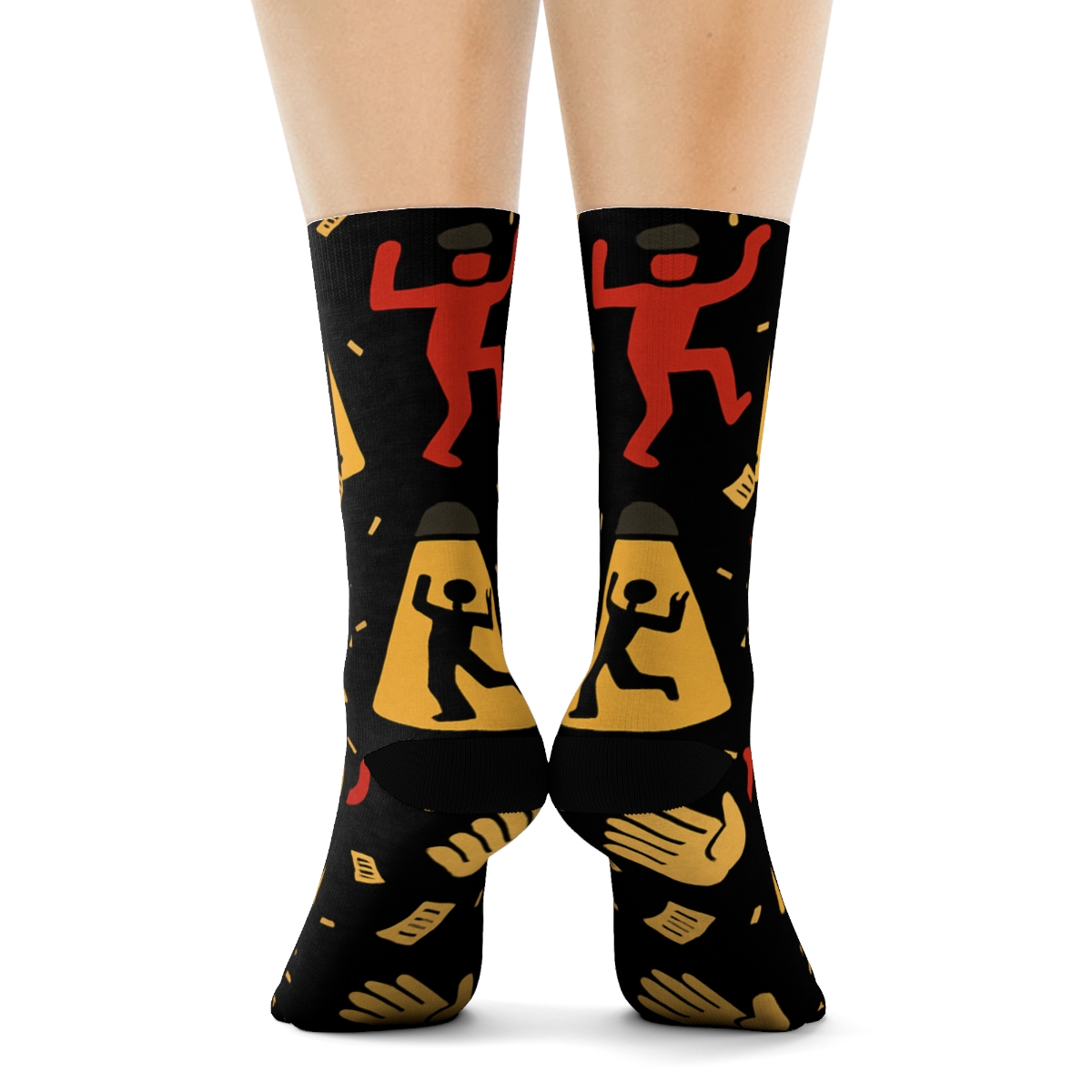 Applause Grid With Actor Spotlight Silhouettes trendy patterned crew socks
