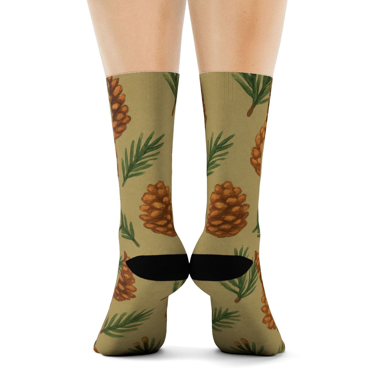 Pinecone Repeat Holiday personalized crew socks