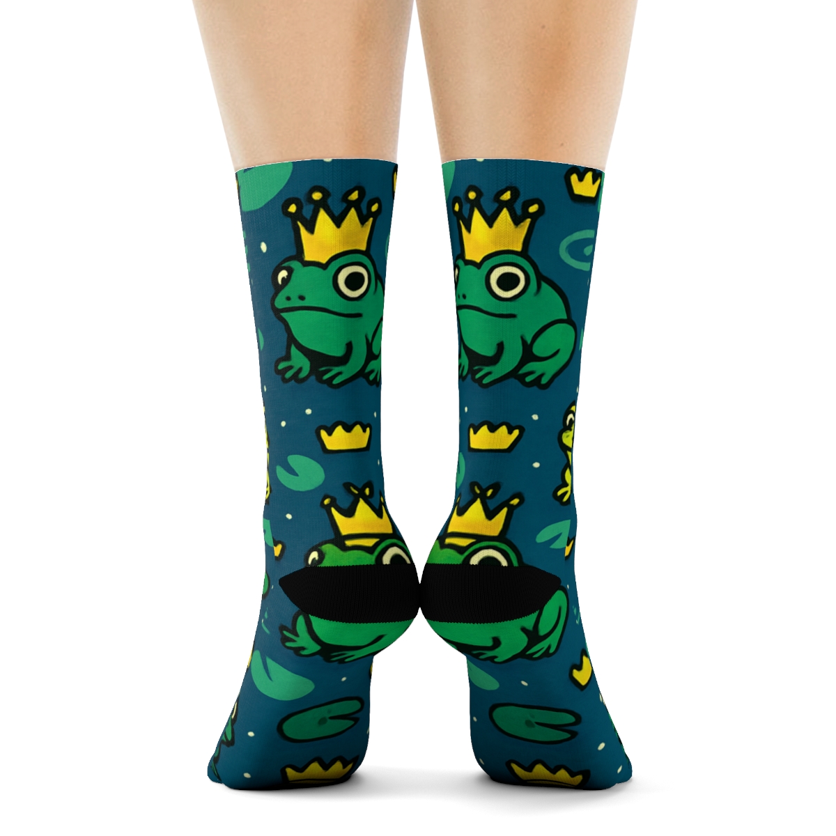 Frog Crown Constellation Pond Pattern unique graphic crew socks