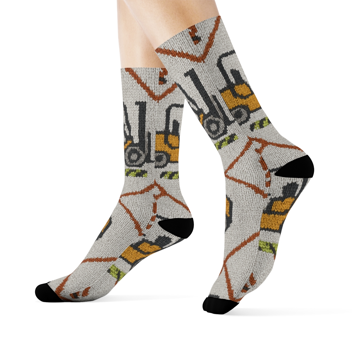 Forklift Operator Knitwork Pallet Lattice custom crew socks