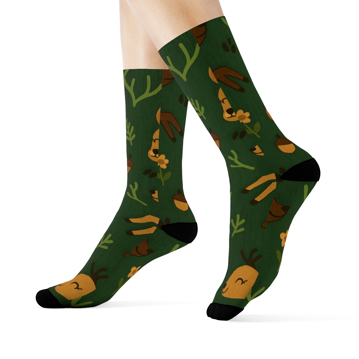 Woodland Party Deer Motif All Over Print soft everyday crew socksWoodland Party Deer Motif All Over Print Crew Socks - Image 3