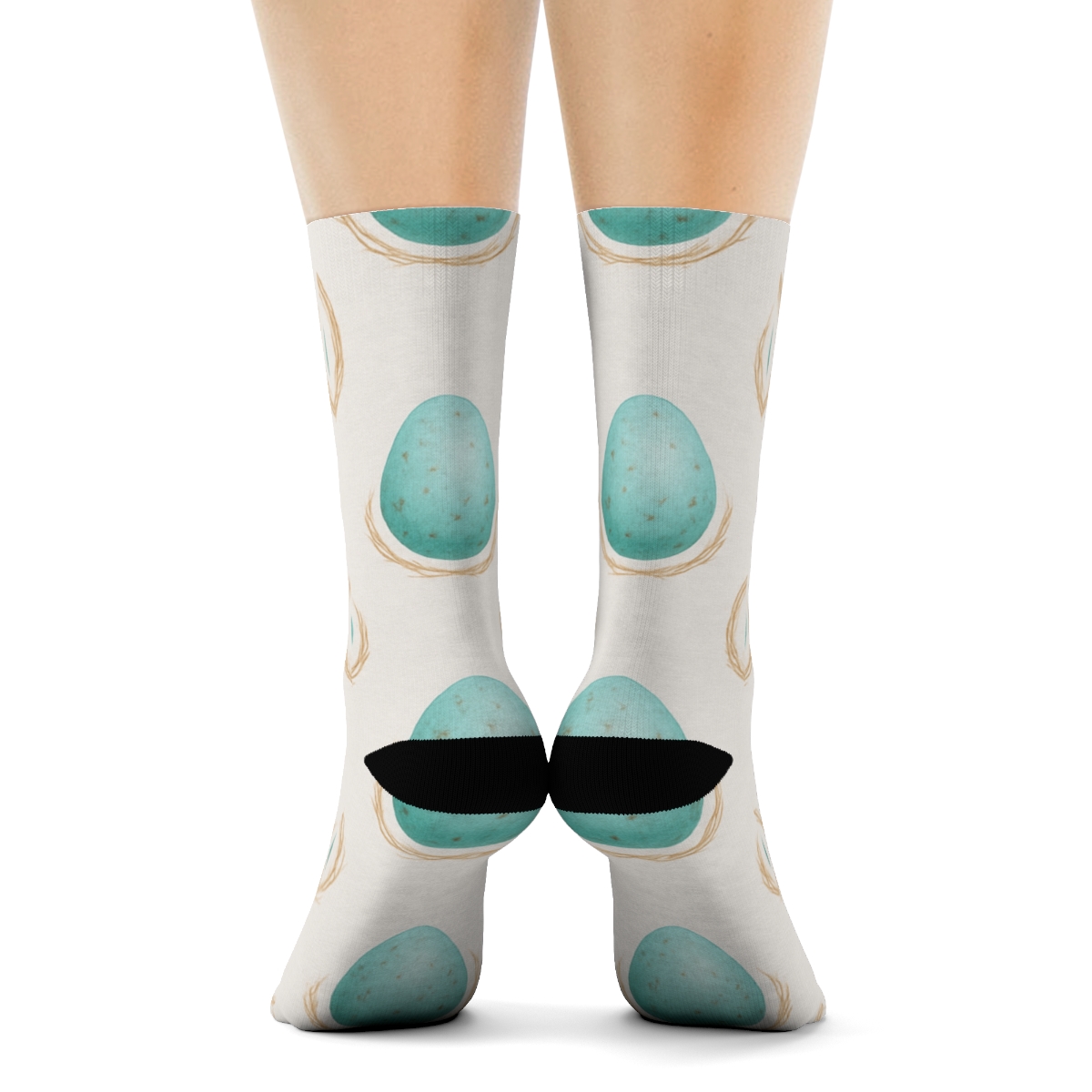 Robin Egg Polka Nest Grid On Light Gray Background premium sports crew socks