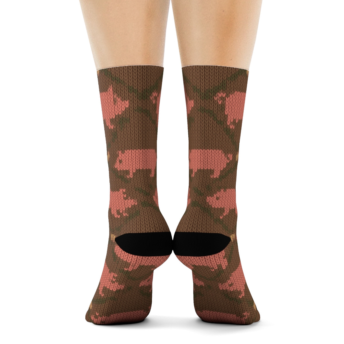 Knitted Pig Tapestry Lattice trendy patterned crew socks