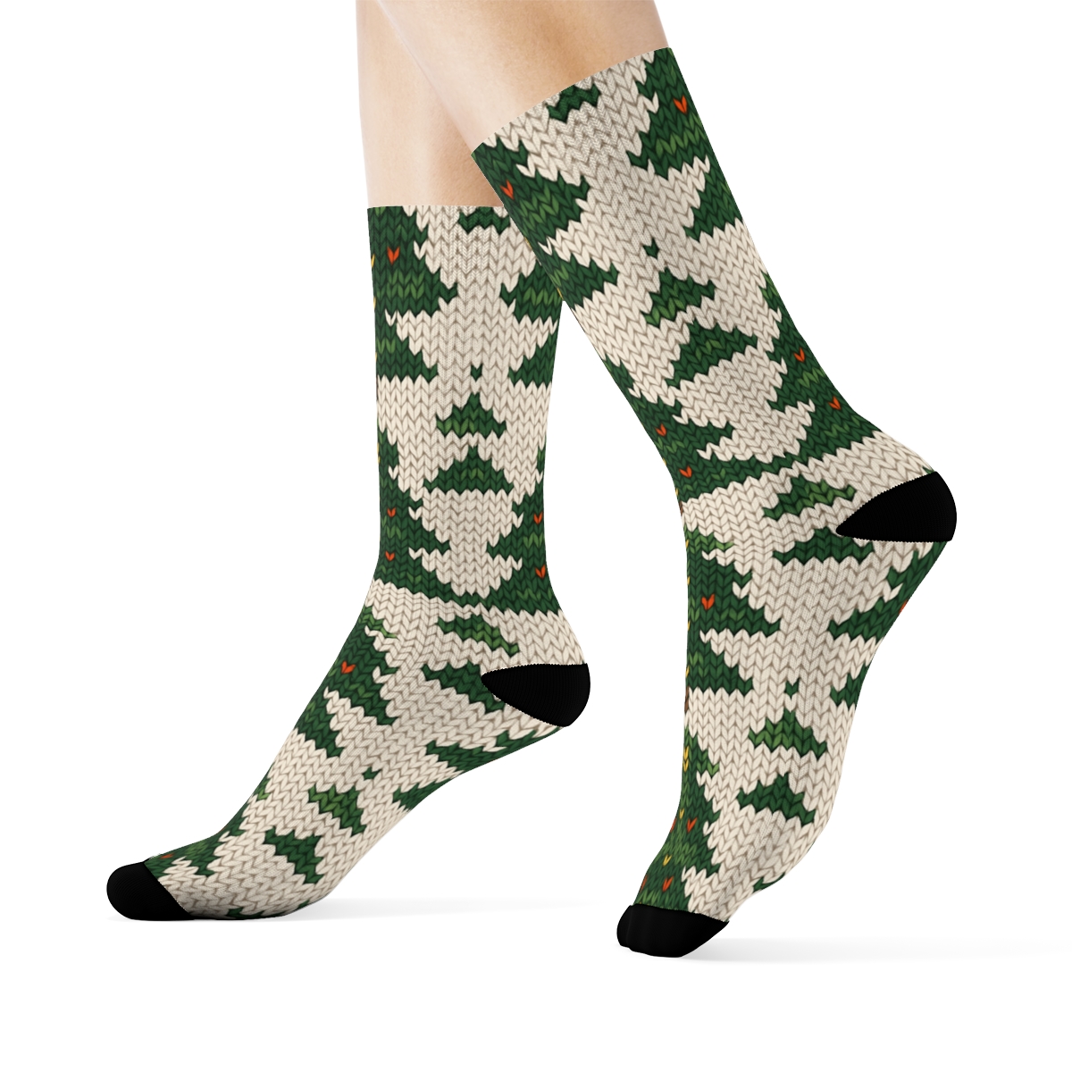 Knitted Mini Tree Chevron Repeat, Christmas Tree Edition unique graphic crew socks