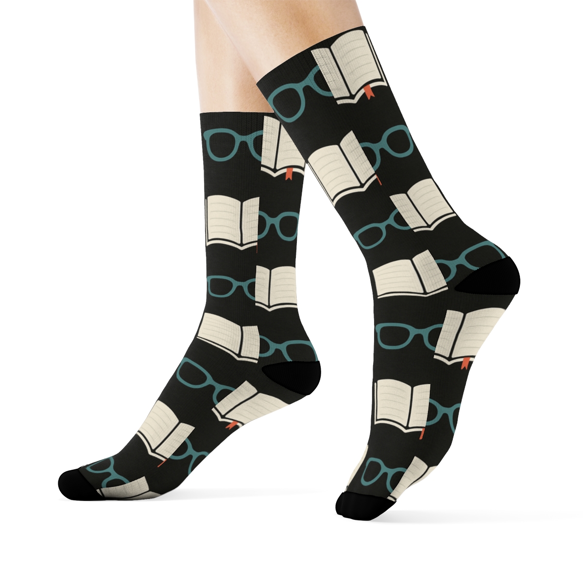Reading Glasses Grid For The Quiet Librarian unique graphic crew socks