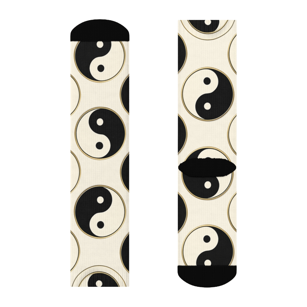 Taijitu Grid On Ivory Field comfortable cotton crew socks