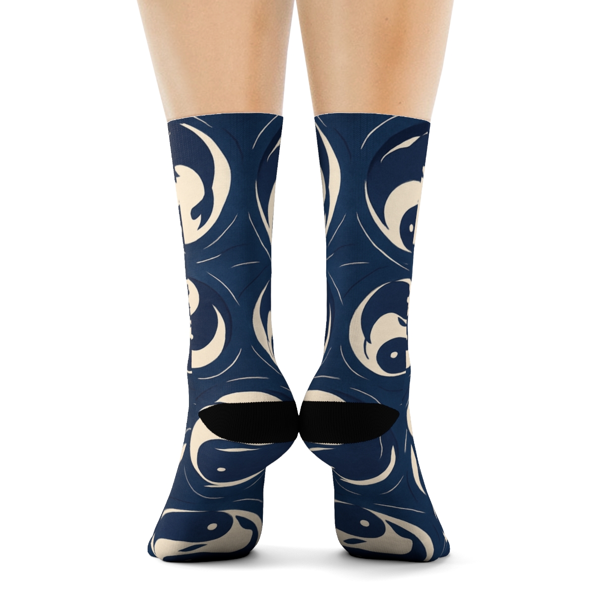 Indigo Koi Duality Ring Tessellation stylish athletic crew socksIndigo Koi Duality Ring Tessellation Crew Socks - Image 4