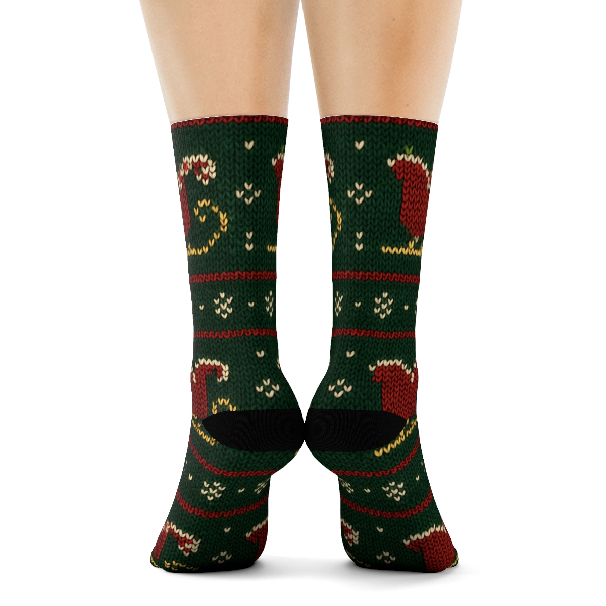 Knitted Illusion Sleigh Parade Bands personalized crew socks