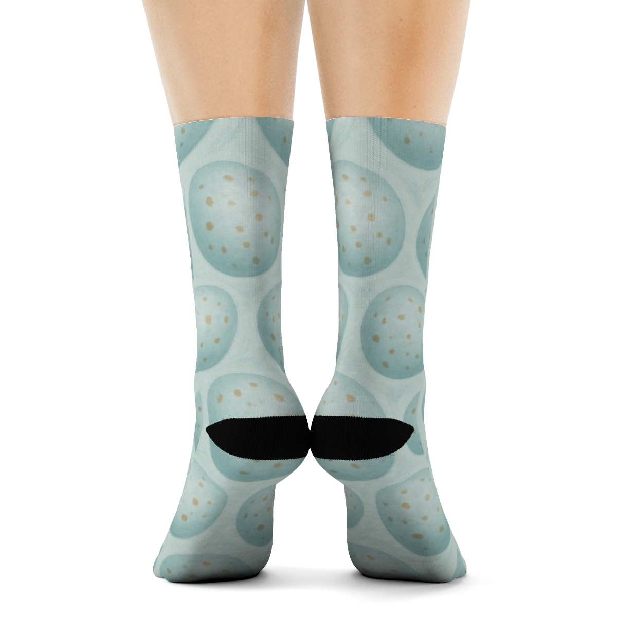 Robin Egg Oval Grid On Pastel Blue Background custom crew socks