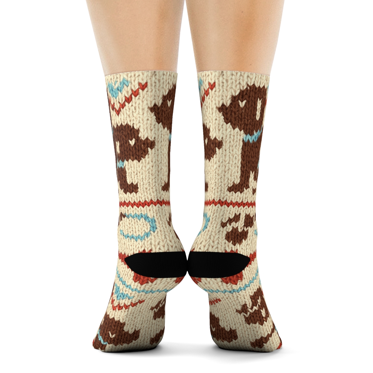 Knitted Dog Park Fair Isle Bands designer printed crew socks
