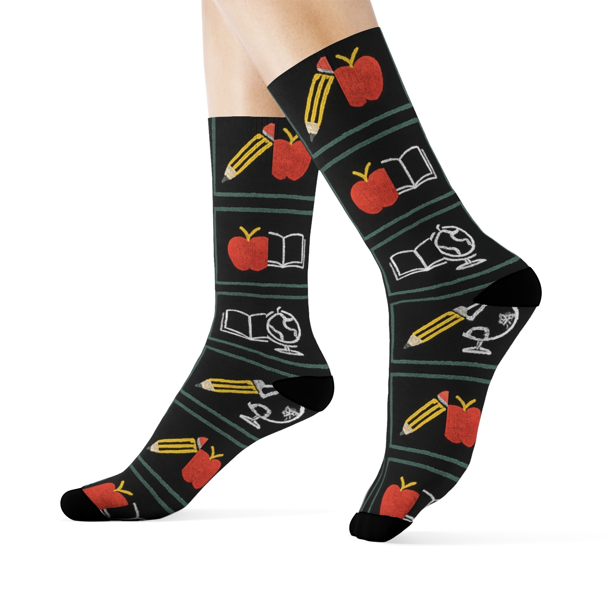Teacher Chalkboard Constellation Grid custom crew socks