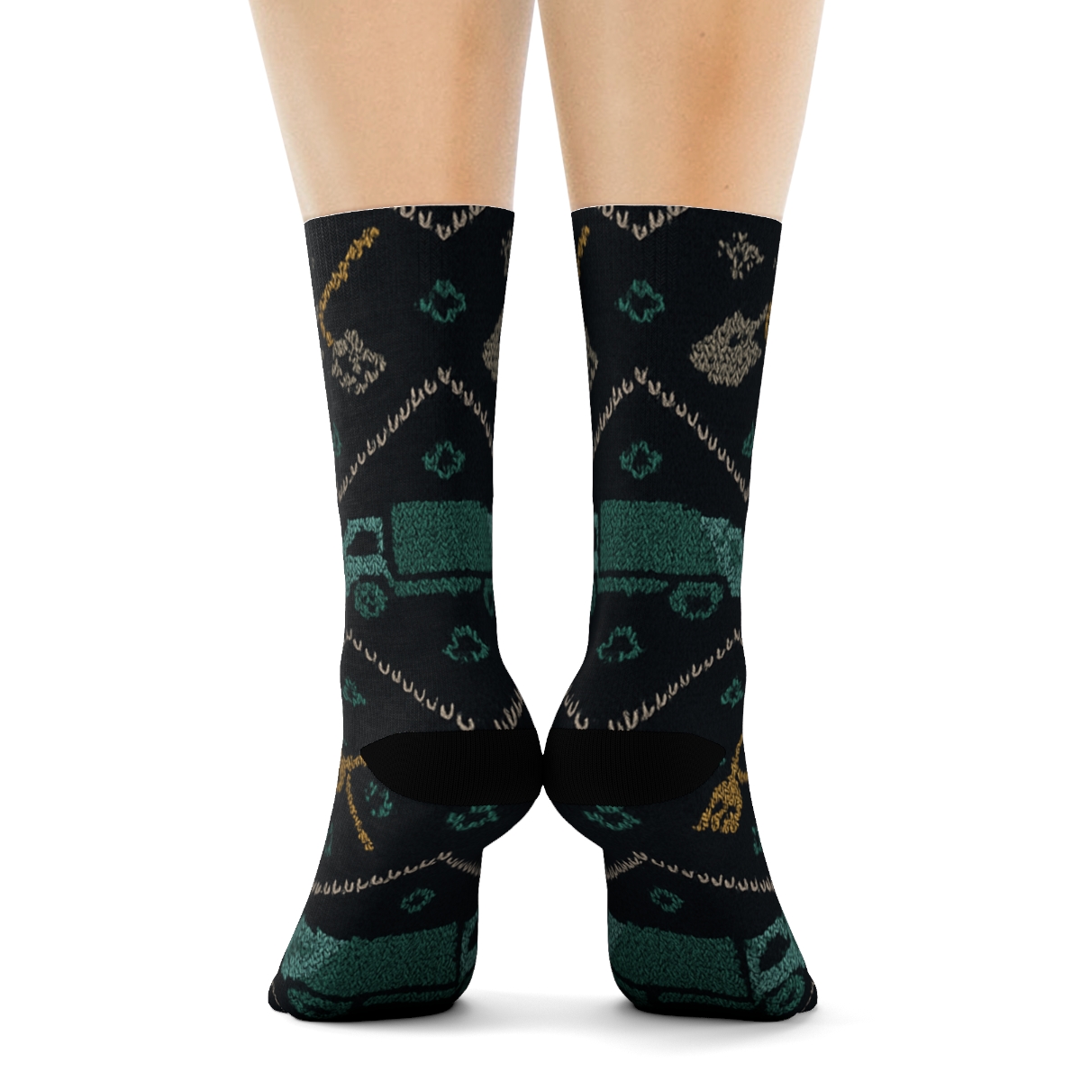 Midnight Knit Sanitation Worker Chevron Tiles personalized crew socks