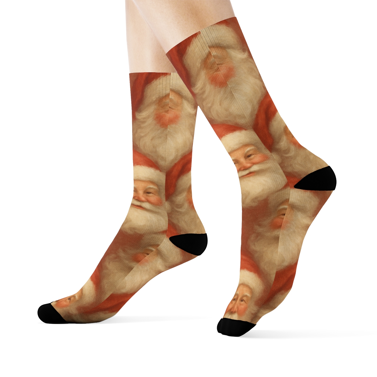 Cozy Santa Face Pattern custom crew socks