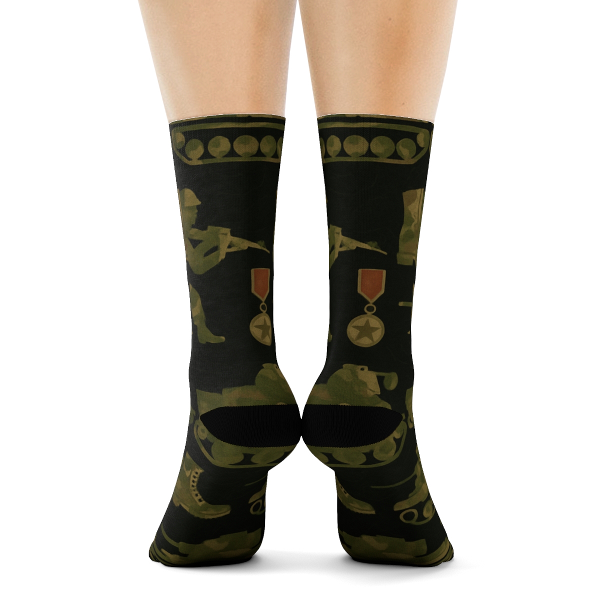 Camouflage Lattice Soldier Collage personalized crew socks