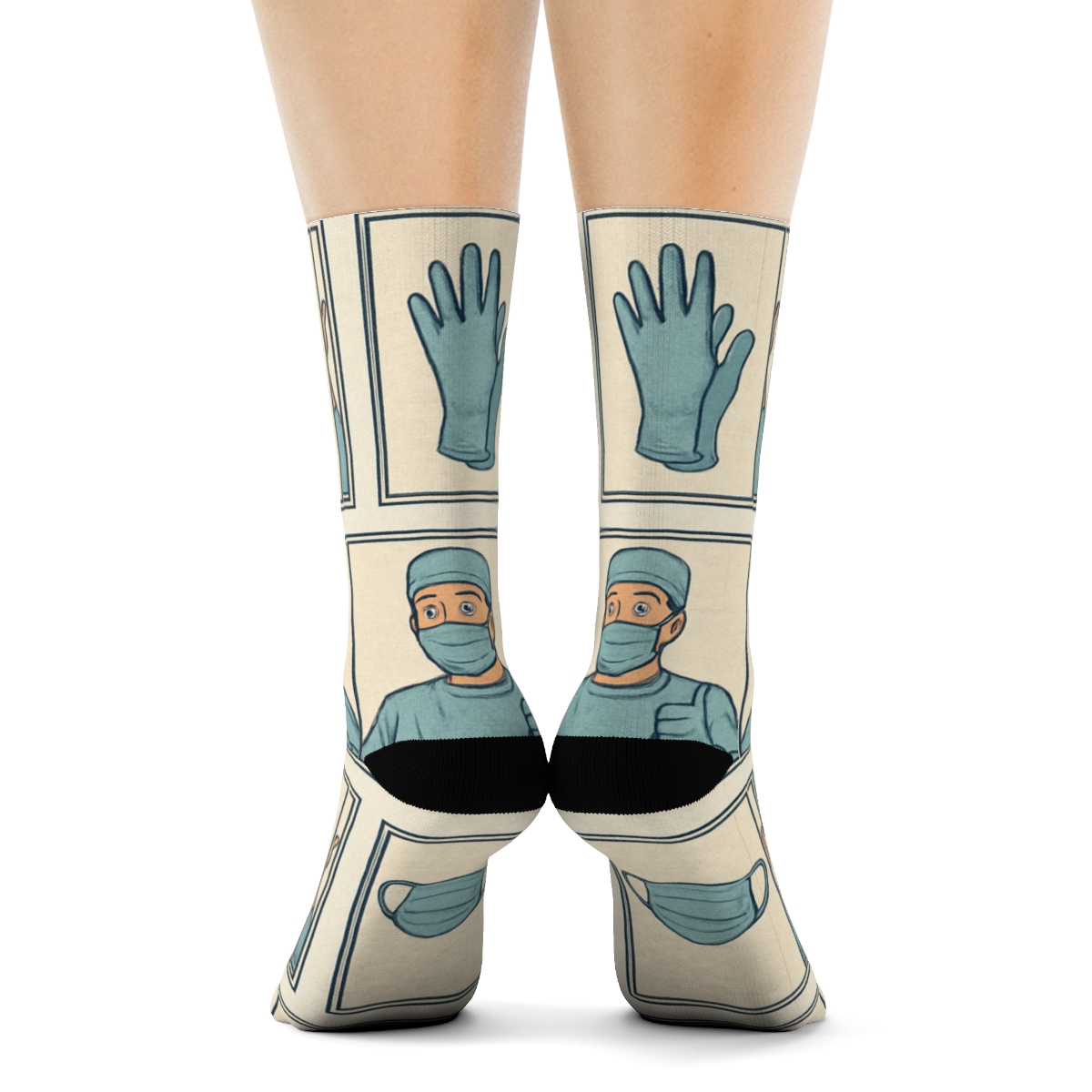 Operating Room Poster Tiles With Surgeon Smile soft everyday crew socks