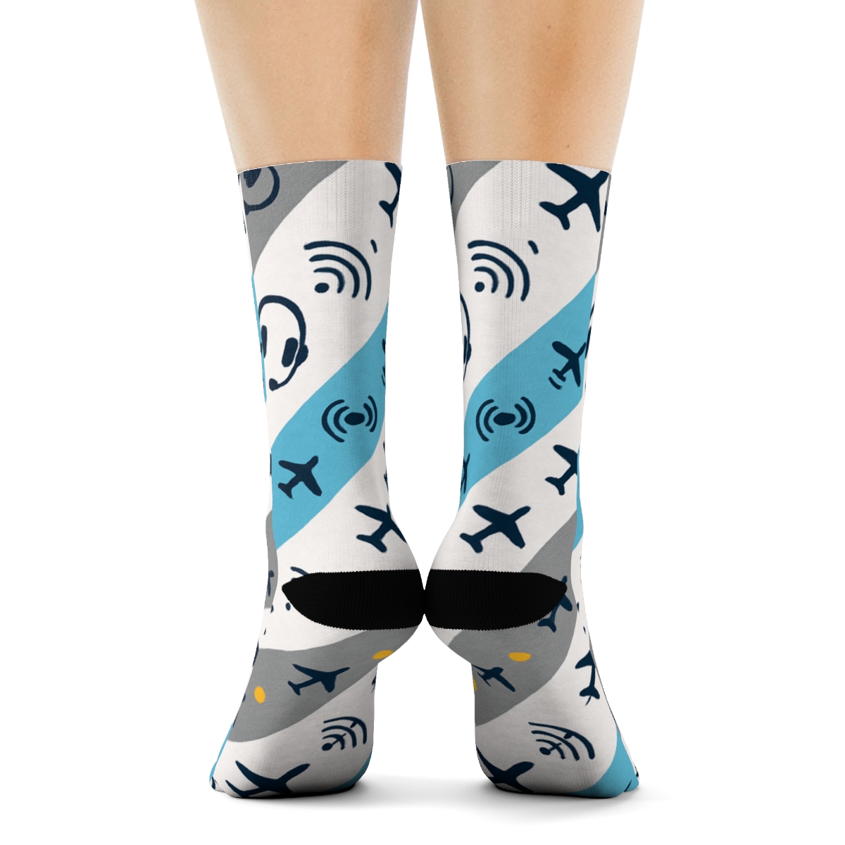 Runway Rhythm With Air Traffic Controller Icons comfortable cotton crew socks
