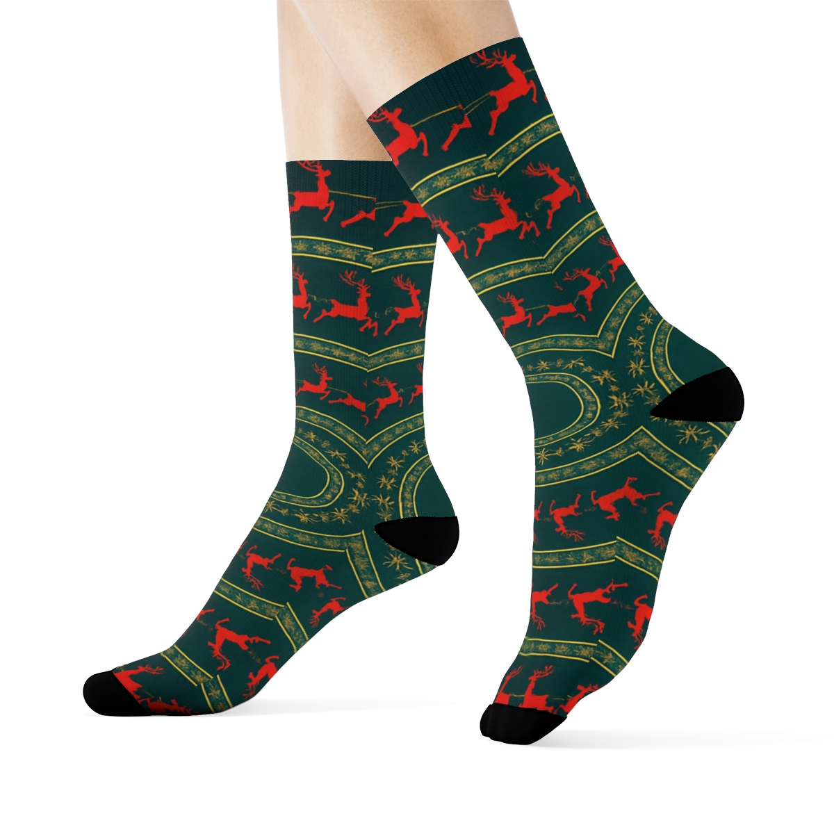 Santa Sleigh Radial Progression designer printed crew socks