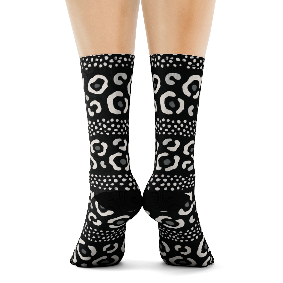 Monochrome Rosette Stripe Bands On Jet Black unique graphic crew socks