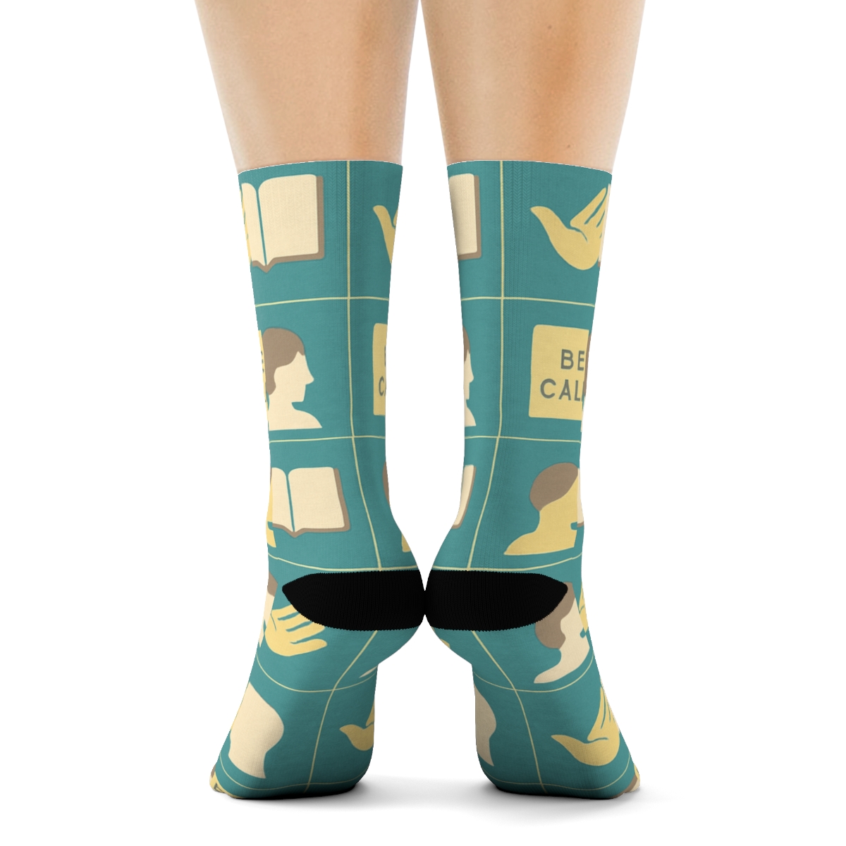Counselor Collage Lattice On Teal Field stylish athletic crew socks