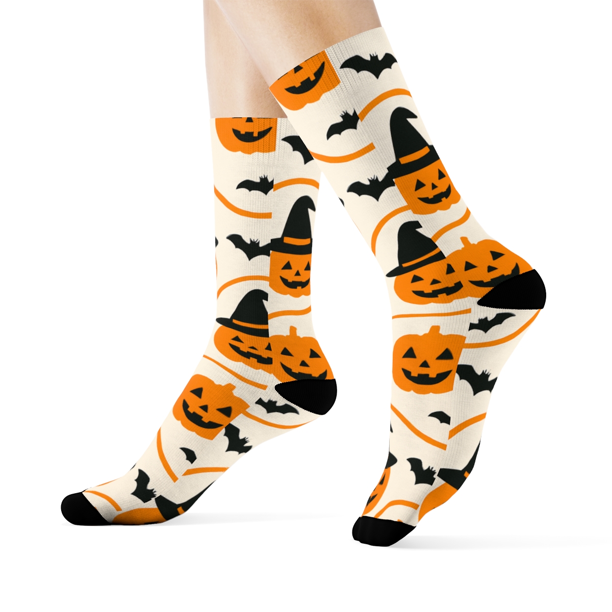 Jack O Lantern Wave Grid On White Background personalized crew socks