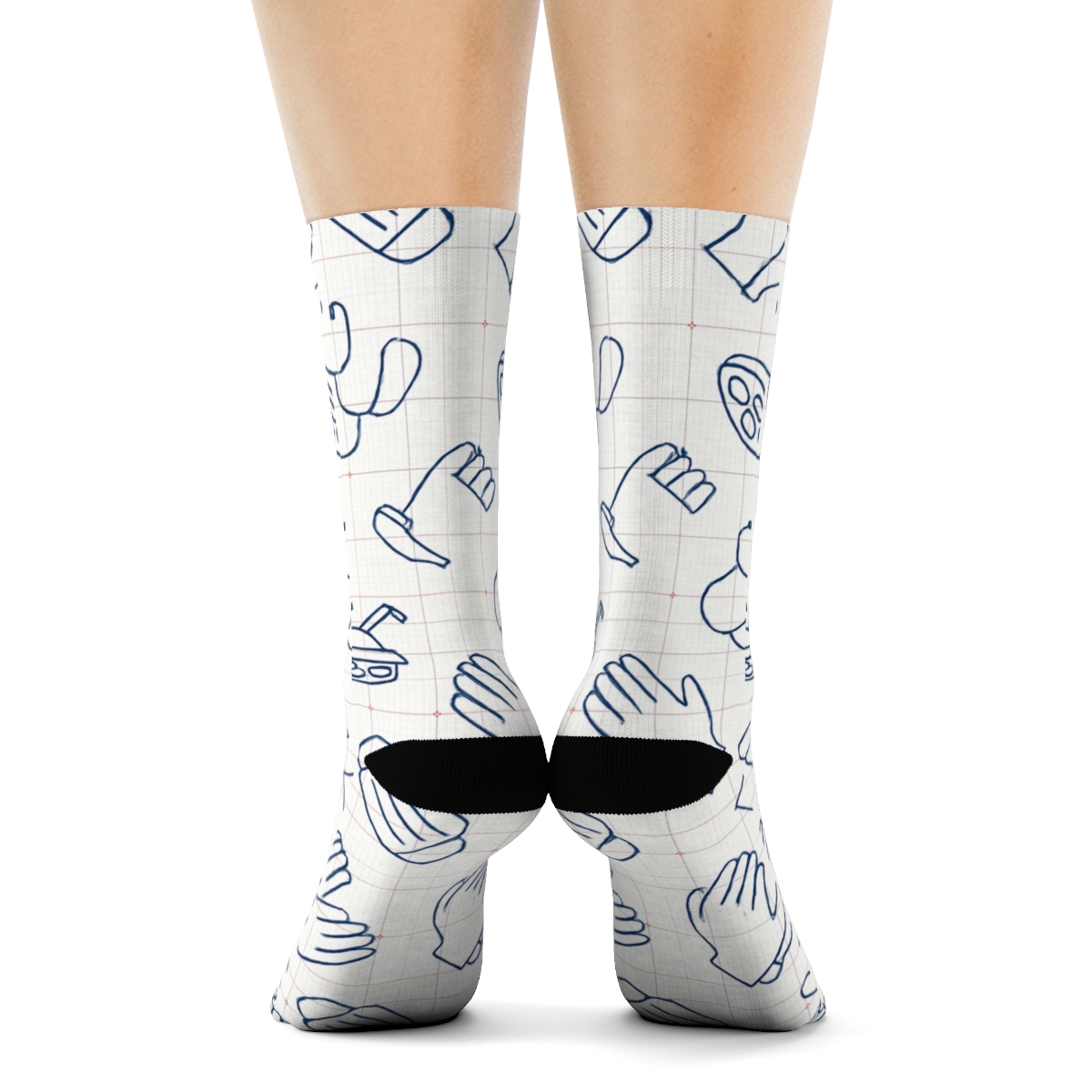 Sterile Blueprint Pattern With Surgeon Icons stylish athletic crew socks