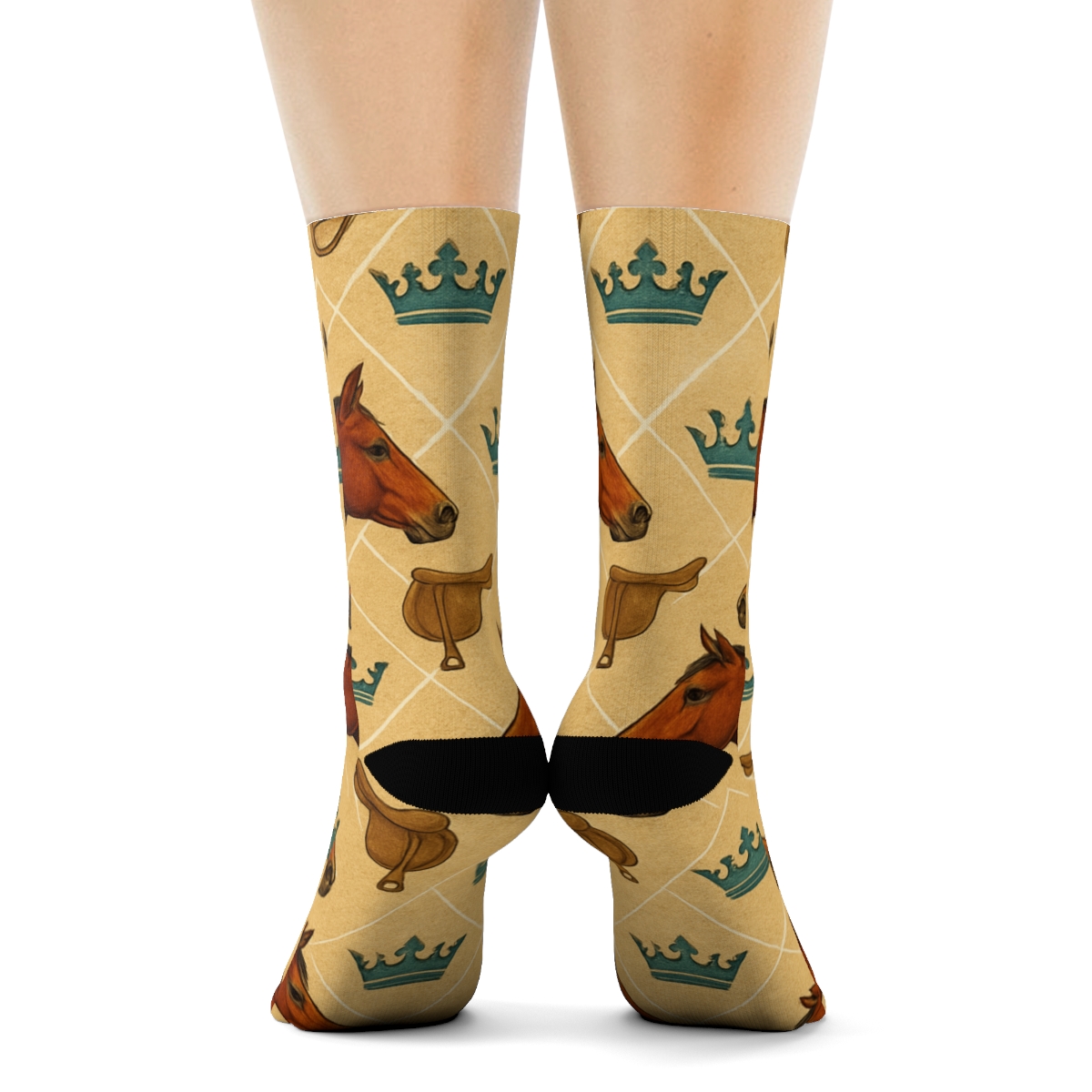 Horse-Crown Collage Tessellation premium sports crew socks