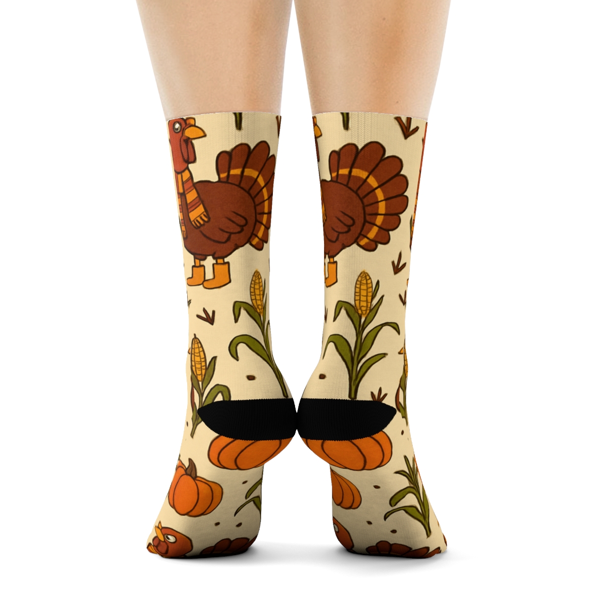 Boot Scootin Turkey Harvest Parade comfortable cotton crew socksBoot Scootin Turkey Harvest Parade Crew Socks - Image 4