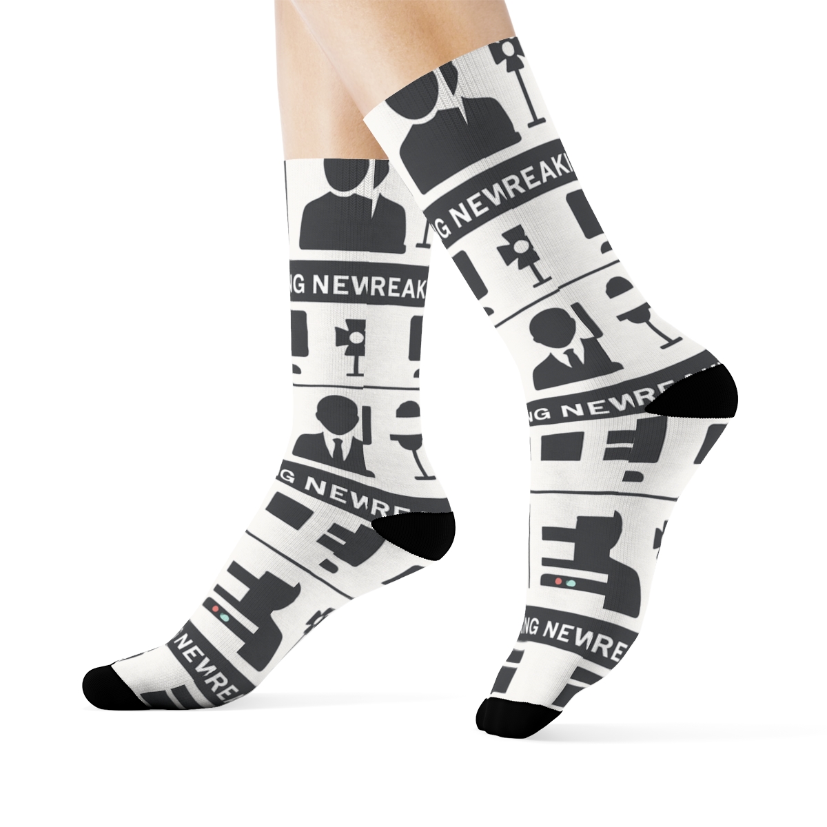 Modern Minimal Grid With News Anchor Silhouettes stylish athletic crew socks