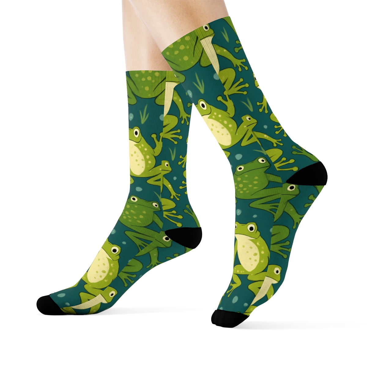 Emerald Tree Frog Tessellation custom crew socks