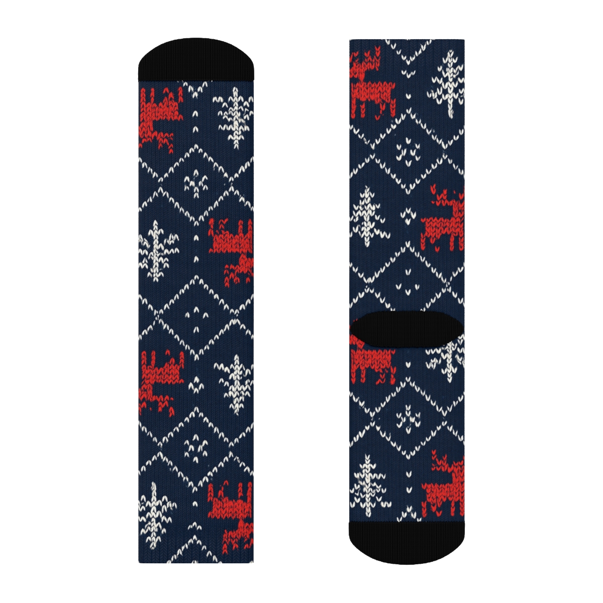 Christmas Nordic Reindeer Lattice soft everyday crew socks