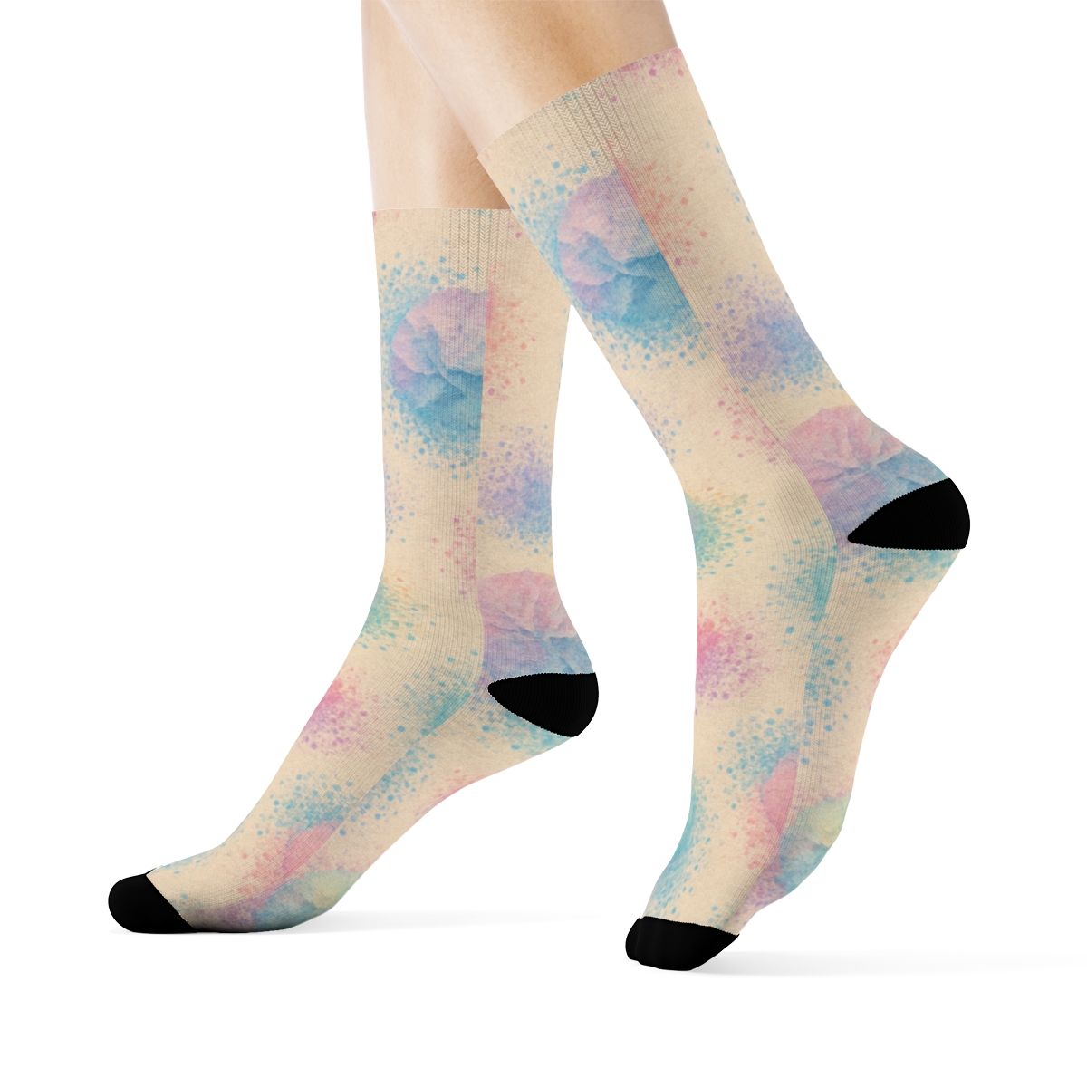 Scrunch Speckle Cluster On Beige Canvas designer printed crew socks