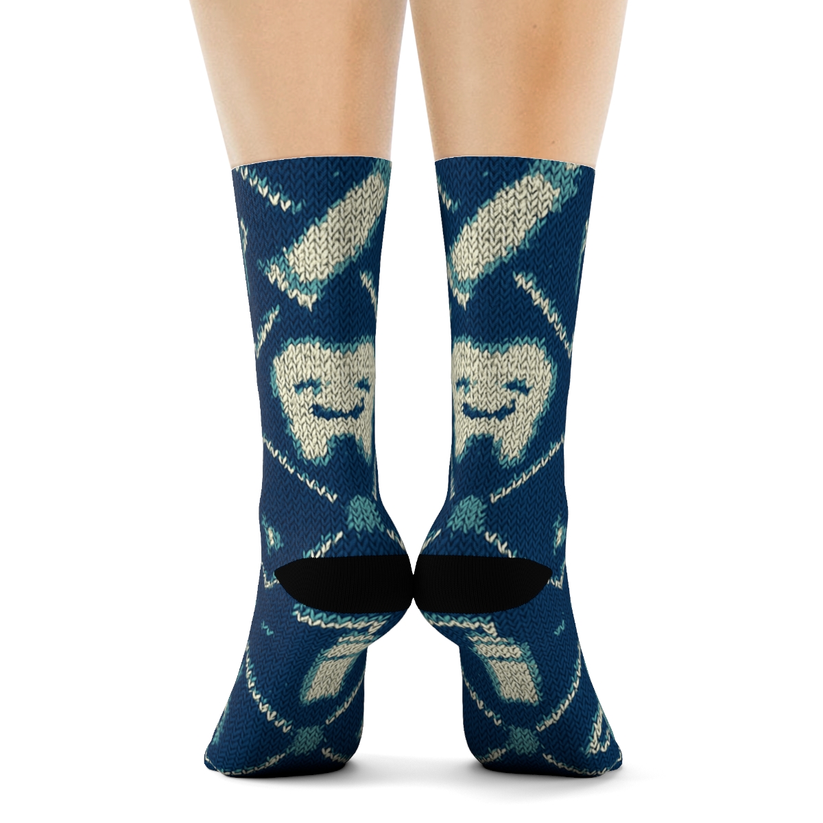 Knitted Illusion Dental Party Dentist Print comfortable cotton crew socks