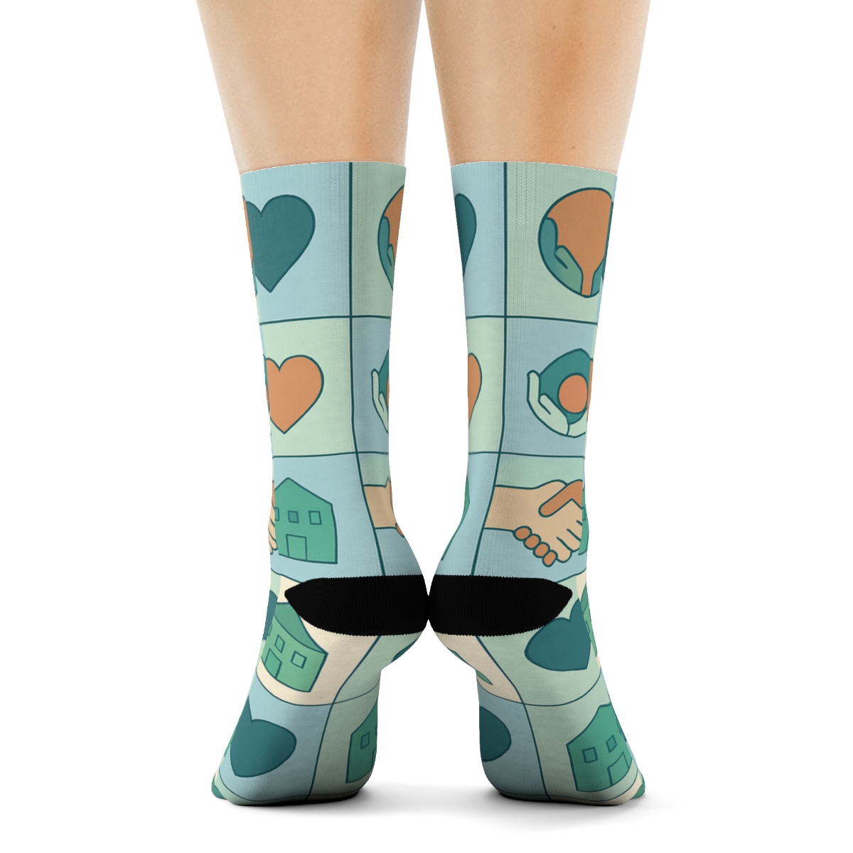 Compassion Grid With Social Worker Icons trendy patterned crew socks