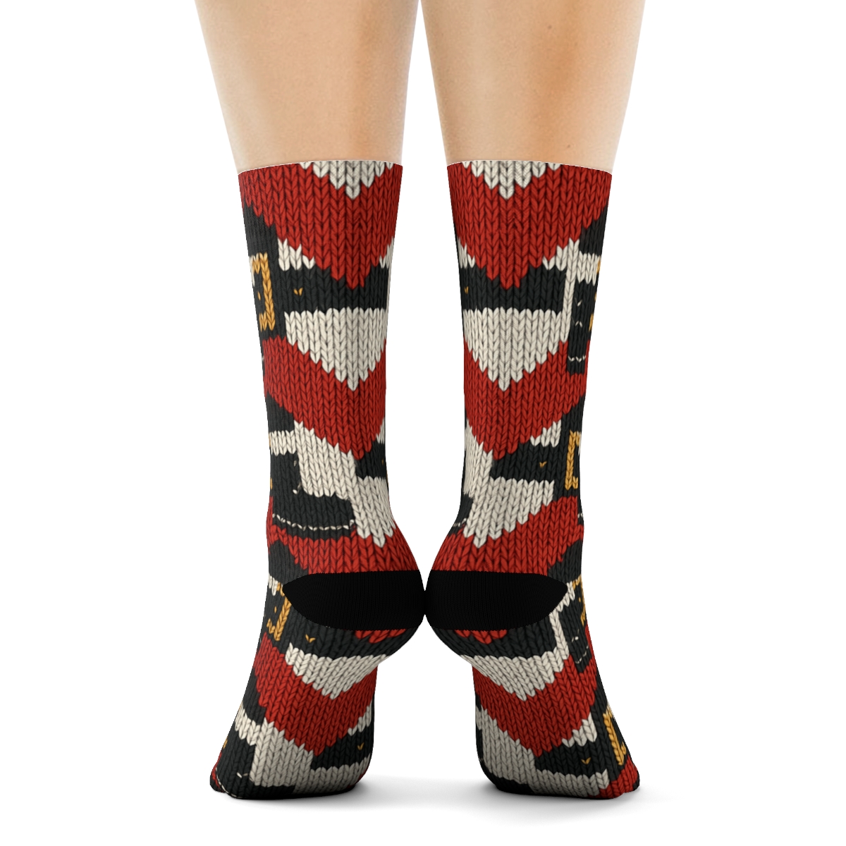 Boot And Belt Chevron Santa comfortable cotton crew socks